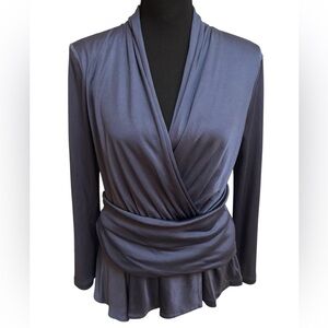 THE FOLD 100% SILK MIDNIGHT BLUE BELLEVILLE TOP TIMELESS LUXURY BLOUSE SIZE 8
